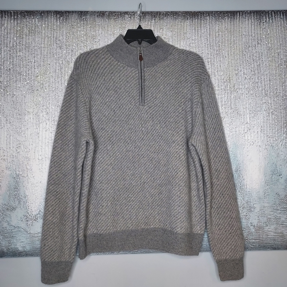 Davis & Squire Men's 100% Cashmere Gray Sweater Sz-L